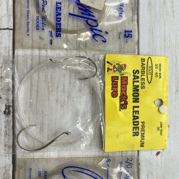 3 Vintage Olympic and Macks Lure Leaders for Classic Salmon and Trout Fishing - Picture 6 of 12